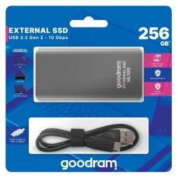 Goodram Dysk SSD zewnętrzny GOODRAM HL100 256GB USB-C (450/420) czarny