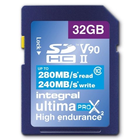 INTEGRAL Karta pamięci SDHC INTEGRAL UltimaPro X2 280/240MB UHS II V90 32GB
