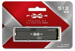 SILICON POWER Dysk SSD Silicon Power XPOWER XD80 512GB M.2 PCIe Gen3x4 NVMe (3400/2300 MB/s) 2280