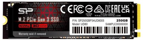 Silicon Power Dysk SSD Silicon Power UD80 250GB M.2 2280 PCIe Gen3x4 NVMe (3400/1800 MB/s) Silicon Power Dysk SSD Silicon Power UD80 250GB M.2 2280 PCIe Gen3x4 NVMe (3400/1800 MB/s)